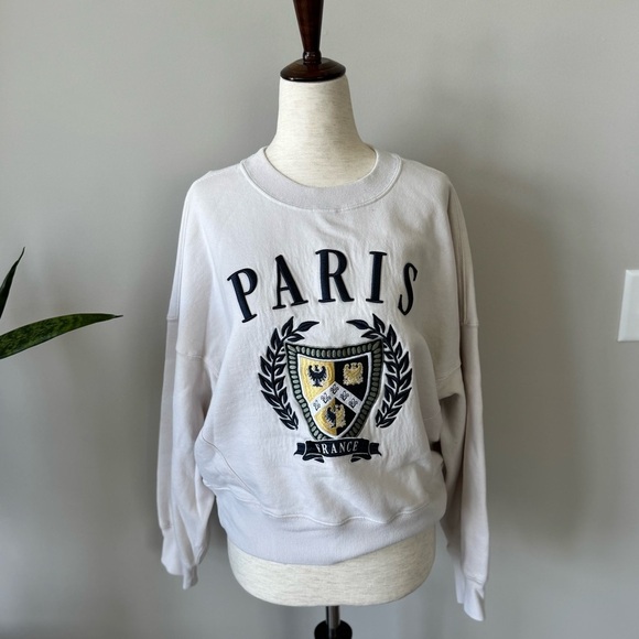 Abercrombie & Fitch Vintage Academia Cropped Sunday Crewneck Sweatshirt - Picture 7 of 8
